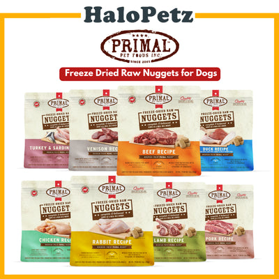 Primal Freeze Dried Raw Dog Food Nuggets 14oz | Beef Chicken Duck Lamb Pork Rabbit Turkey Venison