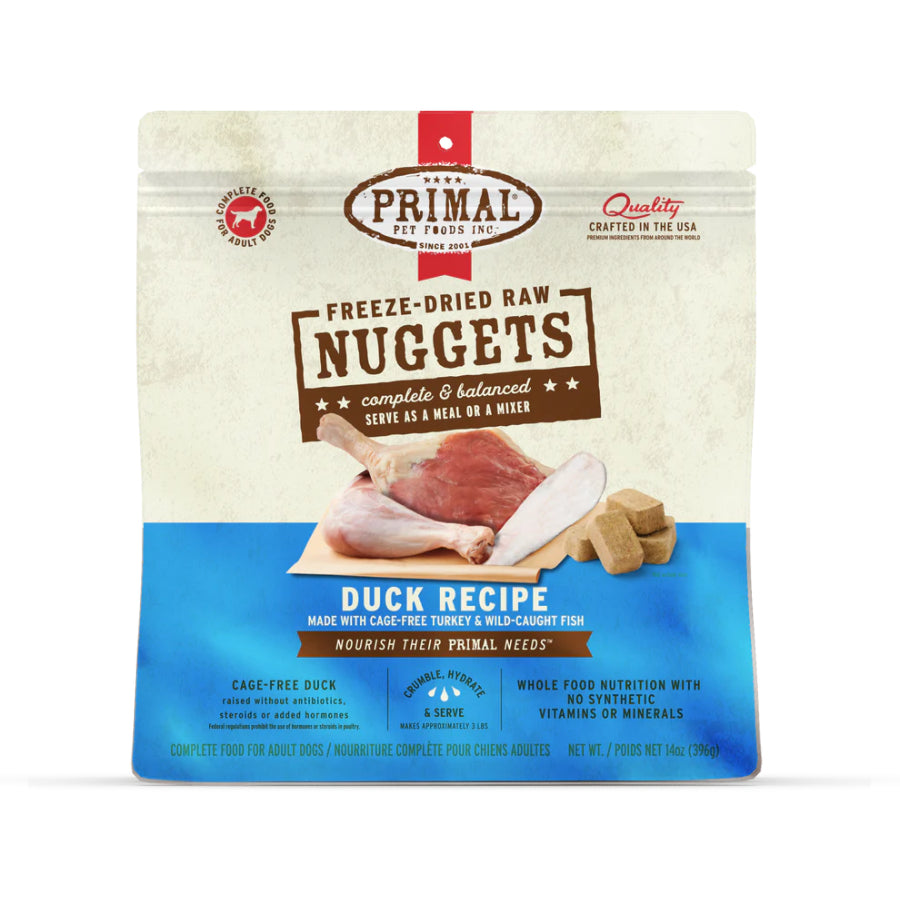 Primal Freeze Dried Raw Dog Food Nuggets 14oz | Beef Chicken Duck Lamb Pork Rabbit Turkey Venison