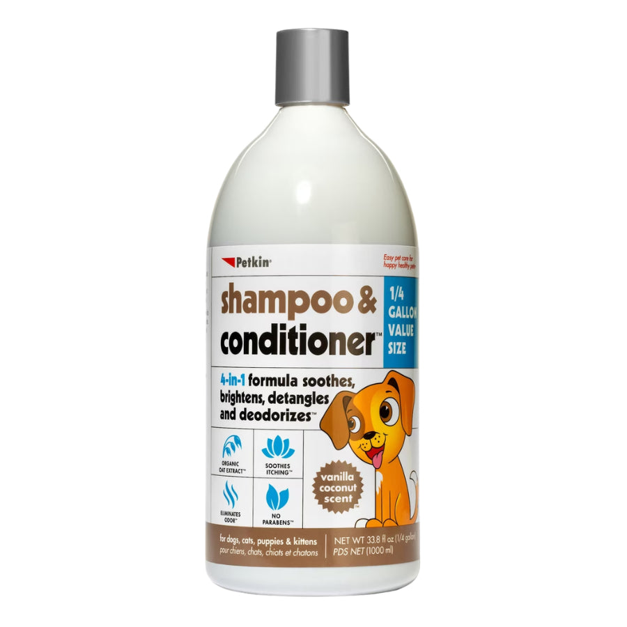 PETKIN Shampoo and Conditioner for Cats & Dogs 1L | Gentle Daily Grooming