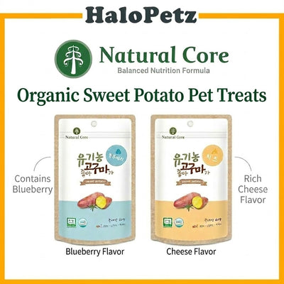 Natural Core Sweet Potato Dog Treats 60g - Blueberry | Cheese Flavor