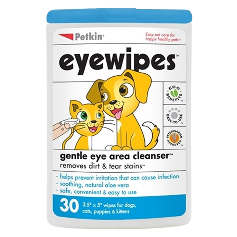 PETKIN Plaque Tooth Wipes, Ear Wipes & Eye Wipes for Dogs & Cats | Daily Grooming Wipes