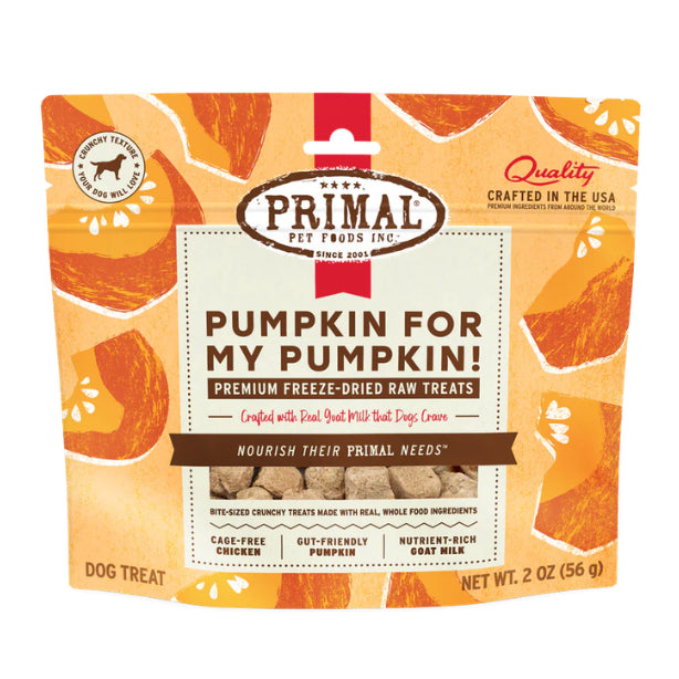 Primal Freeze Dried Raw Dog Treats 2oz | Butter Banana Pumpkin Maple Flavours