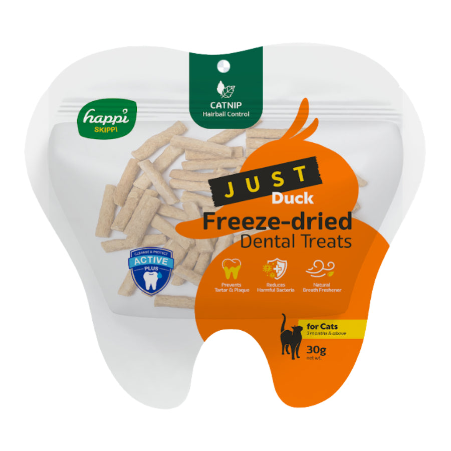Happi Skippi Just Freeze-Dried Dental Cat Treats 30g | Urinary Health & Hairball Control