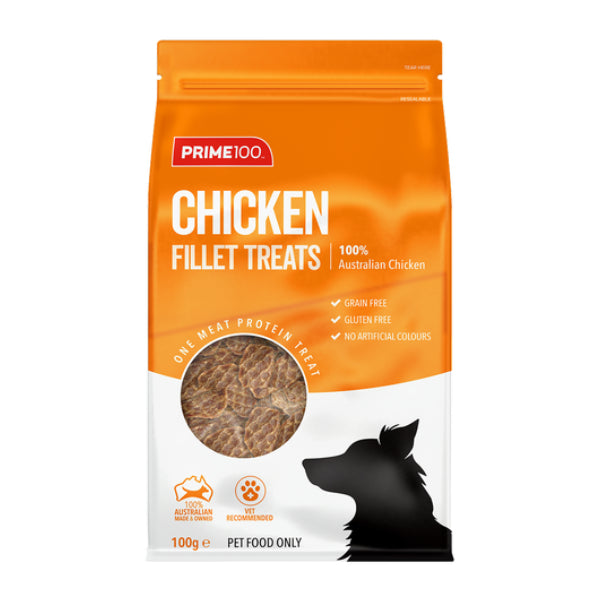 Prime100 Air Dried Dog Fillet Treats Jerky 100g | Single Protein Dog Treats