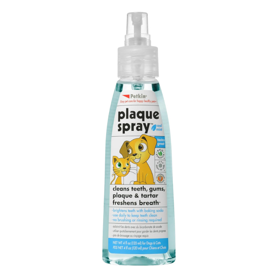 Petkin Dental Health Plaque Gel Spray for Cats & Dogs 4oz | Fresh Breath & Clean Teeth