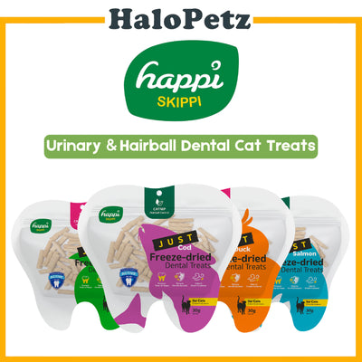 Happi Skippi Just Freeze-Dried Dental Cat Treats 30g | Urinary Health & Hairball Control